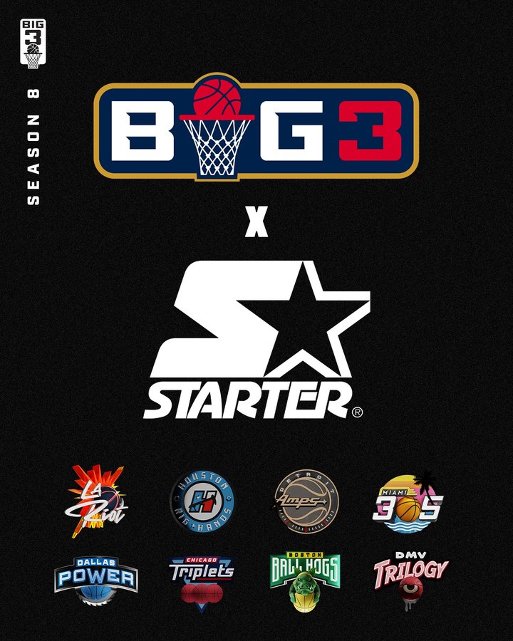 Instagram post by @thebig3 for Starter. Caption reads: The wait’s over. BIG3 x Starter is here. Official....