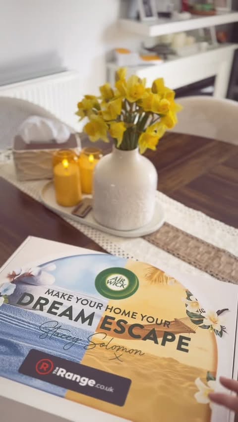 Instagram post by @momandkidlife for Air Wick US. Caption reads: Make your home your dream escape 🤍✨ Fresh scents....