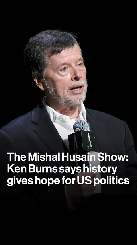 Instagram post by @mishalhusain for Bloomberg. Caption reads: Ken Burns says the American Revolution shows....