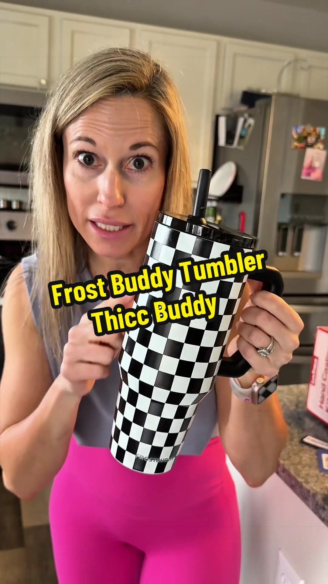 TikTok post by an influencer for Frost Buddy. Caption reads: [...] Cup Holder Hack? 🤯 | Frost Buddy....