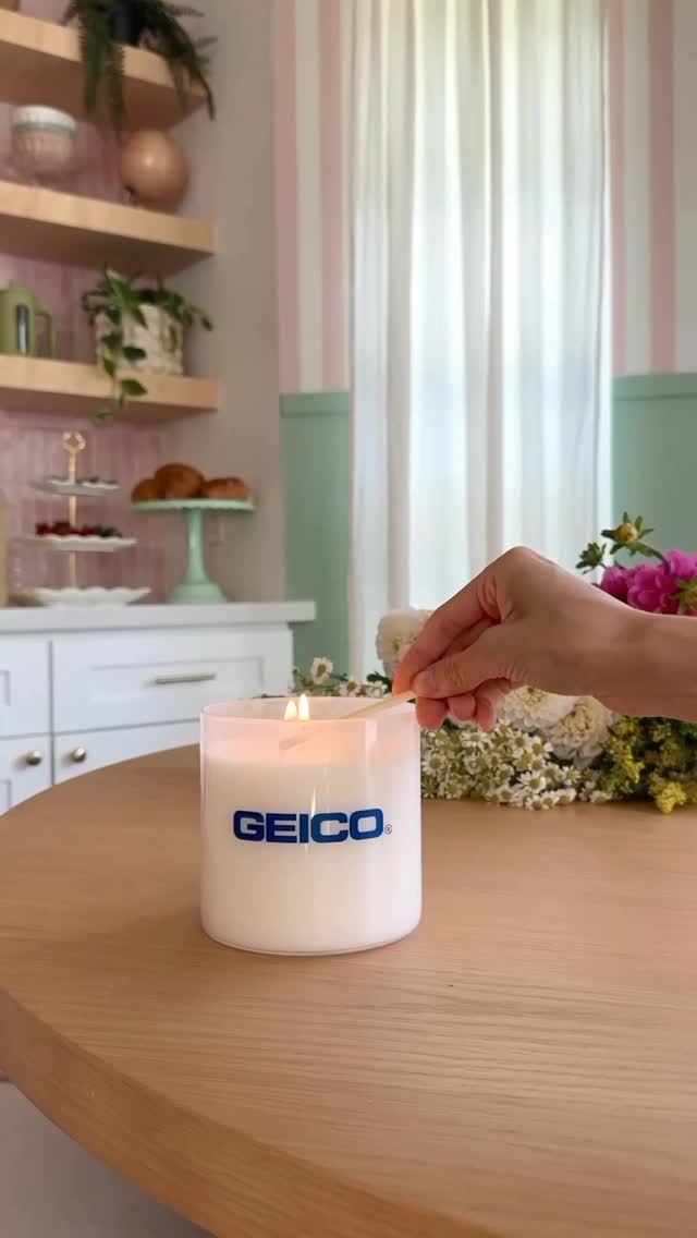 Instagram post by @astoldbymichelle for The Home Edit. Caption reads: #SponsoredbyGEICO There I go adding pink stripes....