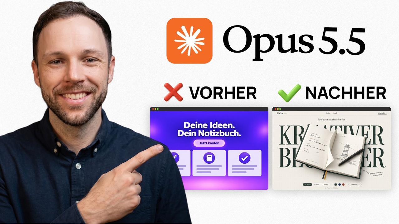 YouTube post by @alex.sprogis for Hostinger. Caption reads: Opus 5.5: Web design is FINALLY fun again (No more....