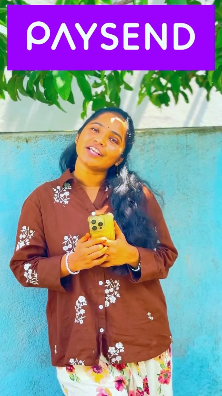 Instagram post by @shruthi_tho_sopathi for Paysend. Caption reads: ✨For all my loved ones living in the UK 🇬🇧
Found....