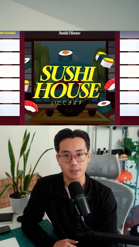 Instagram post by @uthinhpham for Wix Studio. Caption reads: [...] this animated sushi website using @wixstudio....