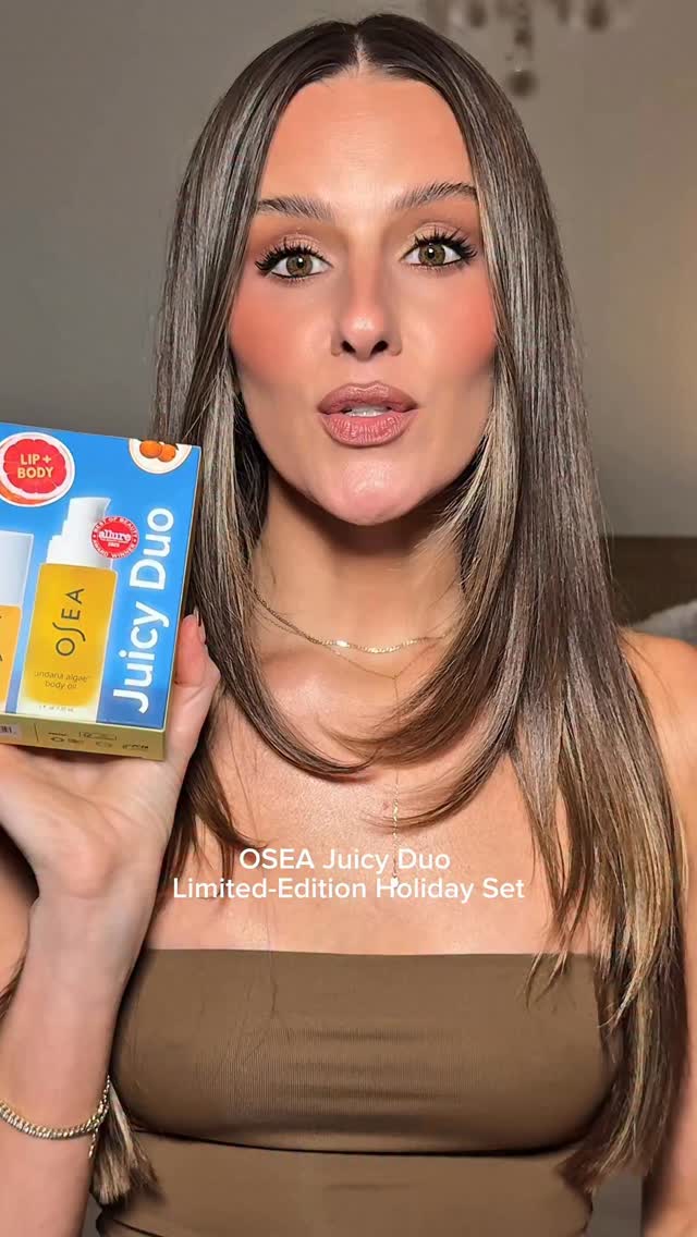 Instagram post by @juuujubee for OSEA Malibu. Caption reads: Two ways to glow, one very good gift. The new....