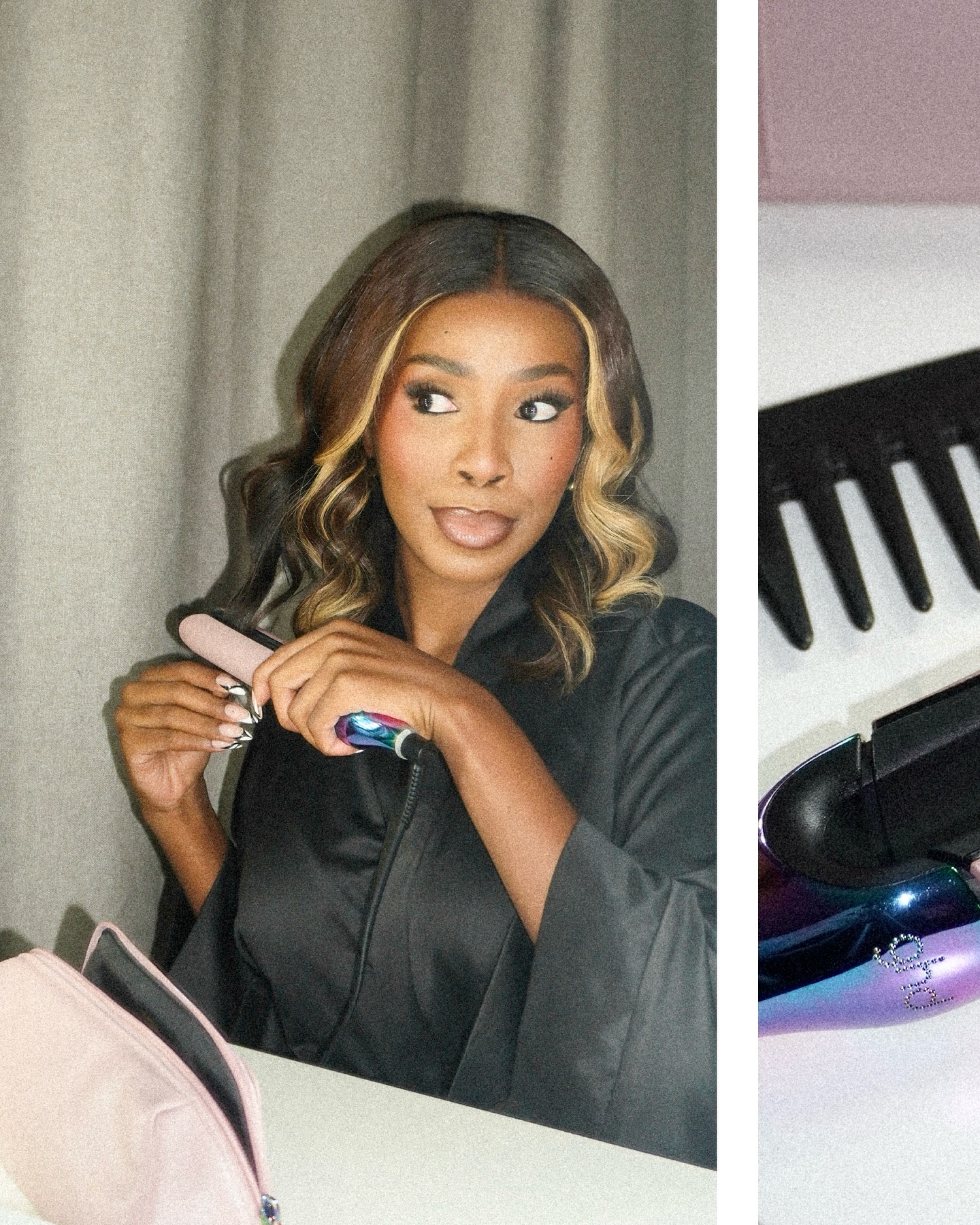 Instagram post by @zeexonline for Ghd Hair. Caption reads: just girly things👱🏾‍♀️💕🌸🎀🫧

when a good hair....