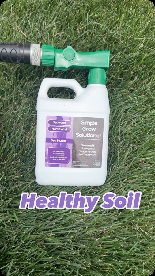 Instagram post by @girlzlawn for Simple Lawn Solutions. Caption reads: [...] #LawnGlowUp #soilhealth #soil....