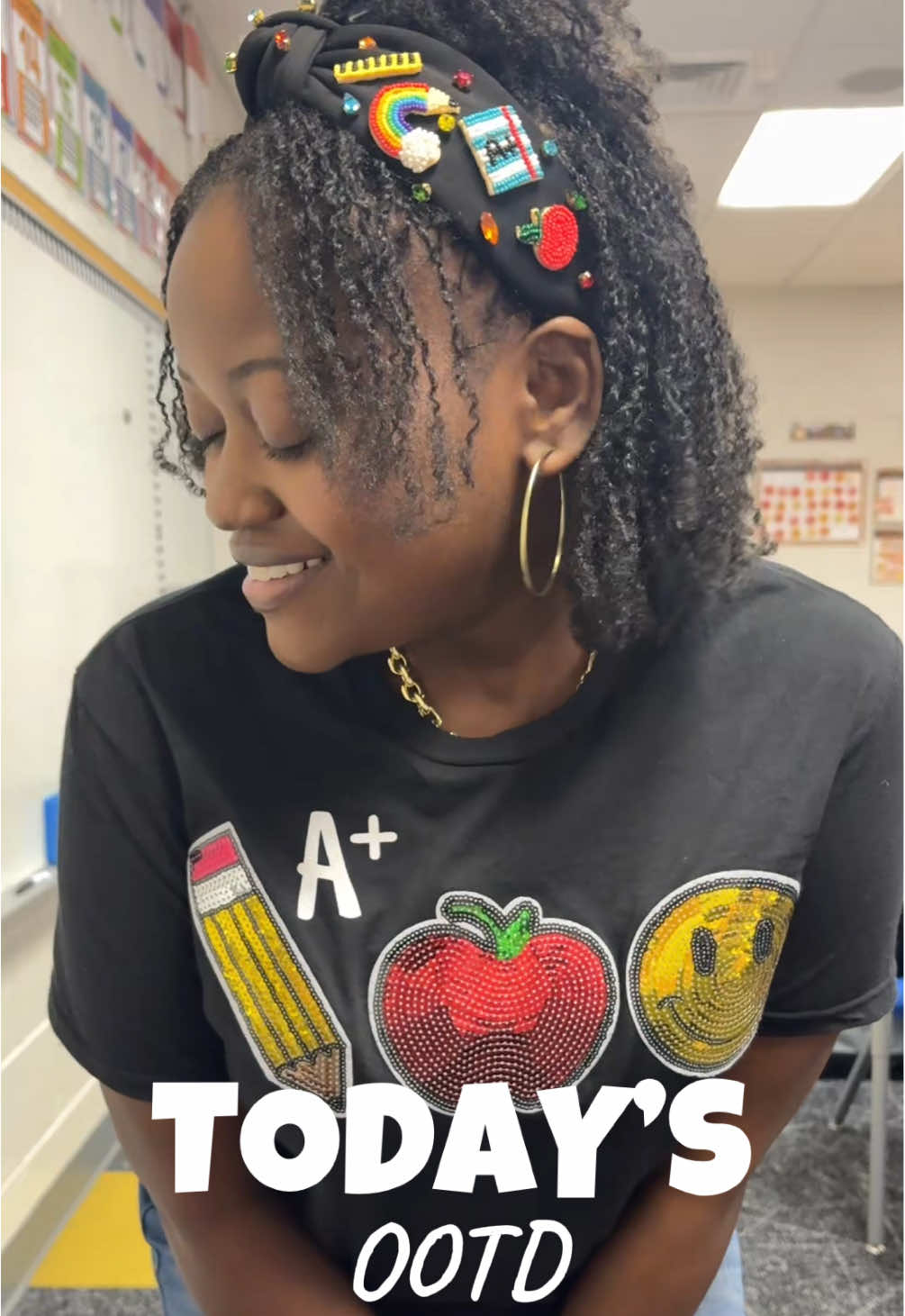 TikTok post by @foreverbrandiii for Tees2urdoor. Caption reads: [...] 🫶🏾 ✨ #OOTD #fyp #teachersoftiktok....