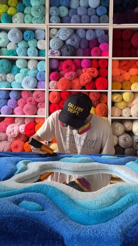 Instagram post by @davidnott for Ray-Ban. Caption reads: [...] of yarn to create 🪞 Captured using....