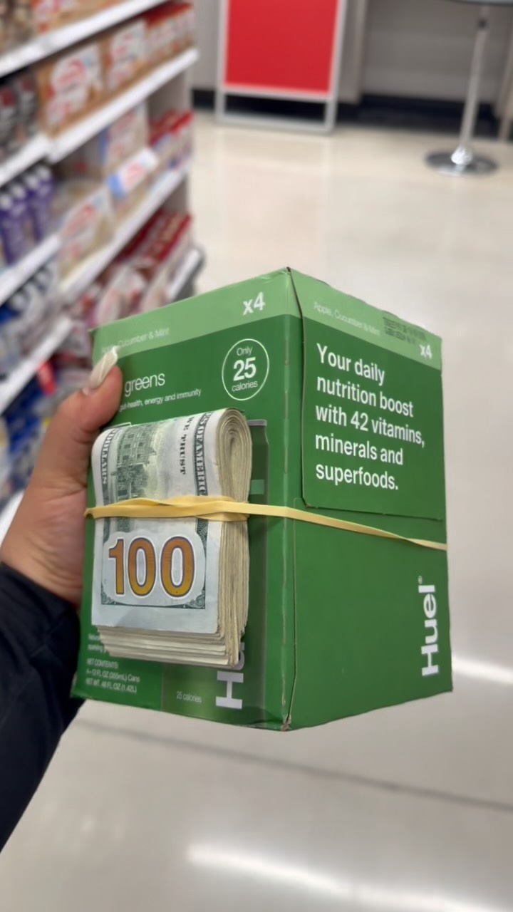 Instagram post by @findthecashmia for Huel. Caption reads: If this gets 10k likes, we’ll drop in every target....