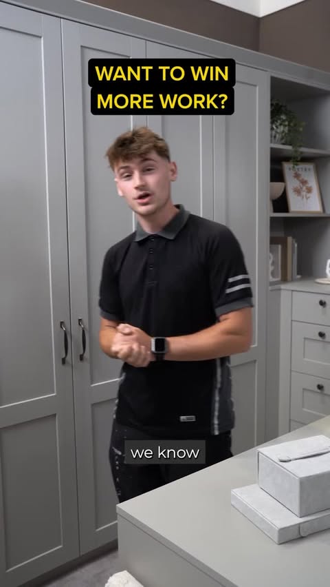 Instagram post by @thegreatnorfolkcarpenter for Howdens. Caption reads: Not just kitchens. Fit bedrooms with Howdens..