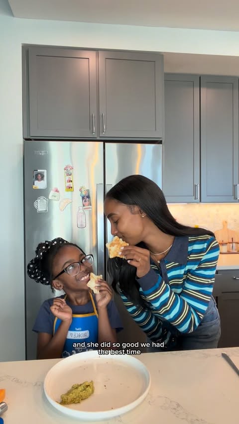 Instagram post by @allanahjoi for Kroger. Caption reads: [...] loves helping in the kitchen thanks to....
