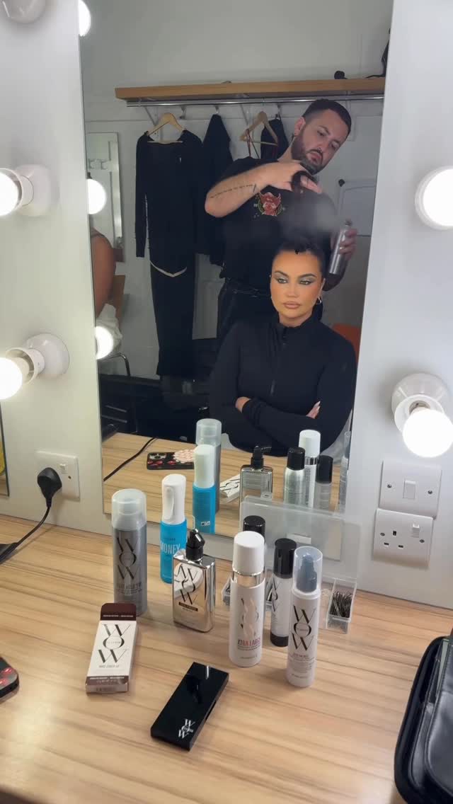 Instagram post by @holdmydrinkpod for Color Wow Hair. Caption reads: Getting glam the only way we know how 💋 with a....