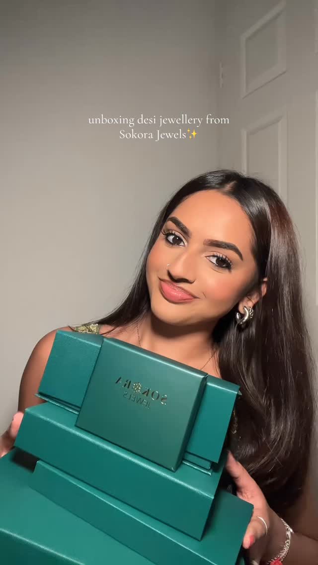 Instagram post by @shradhamistryy for Sokora Jewels. Caption reads: So gorg, so perfect✨ @sokorajewels 
Use code:....