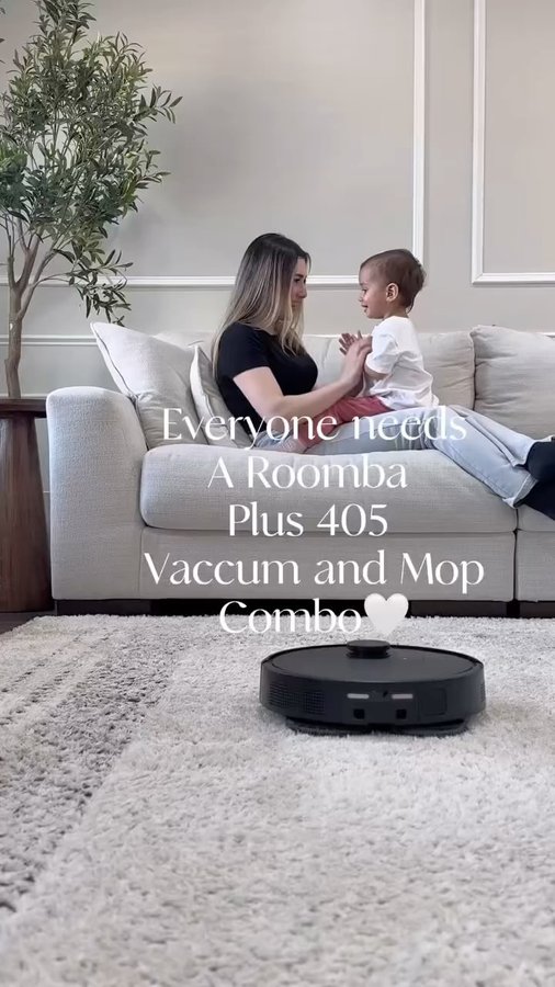 Instagram post by @zulyakarimovaa_ for iRobot. Caption reads: Everyone meet my @irobot #Roomba Plus 405 Combo....