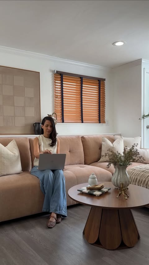 Instagram post by @biabeltre for Hulalahome. Caption reads: We finally found our dream sofa for our family....