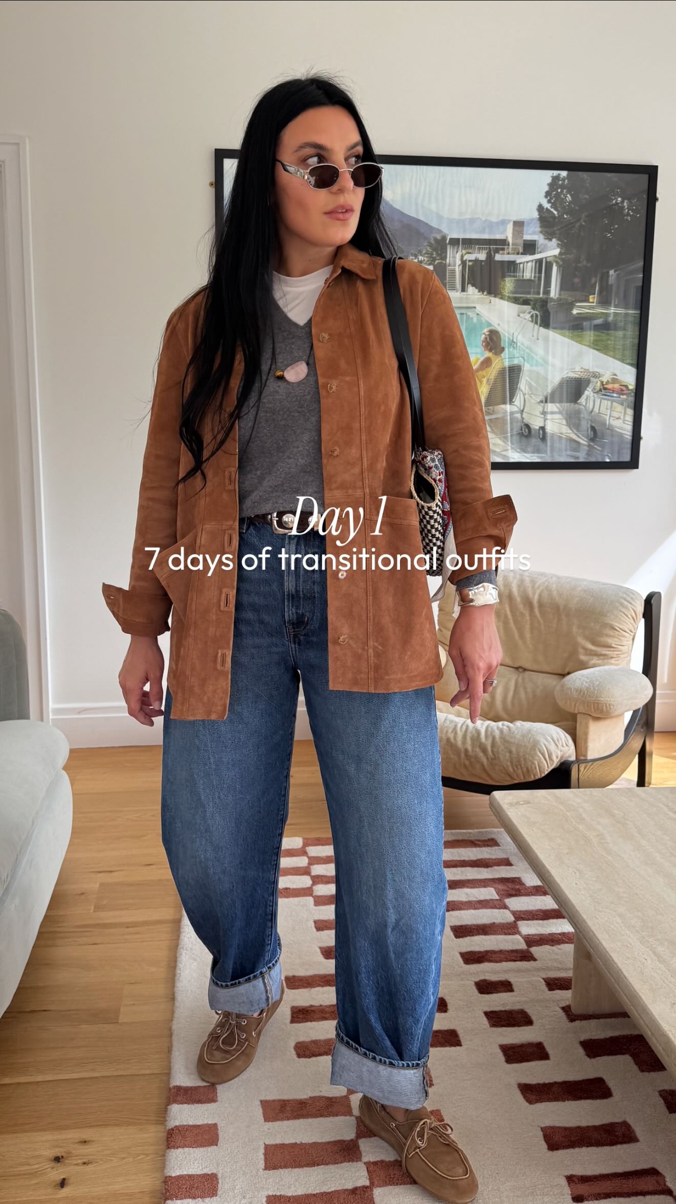 Instagram post by @claudia_berresford for Stripe & Stare. Caption reads: 1/ 7 days of transitional Autumn outfits - what to....