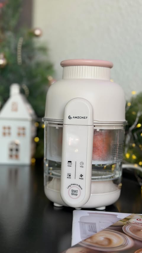 Instagram post by @megi.and.littles for AMZCHEF. Caption reads: I didn’t think making baby food could feel this....