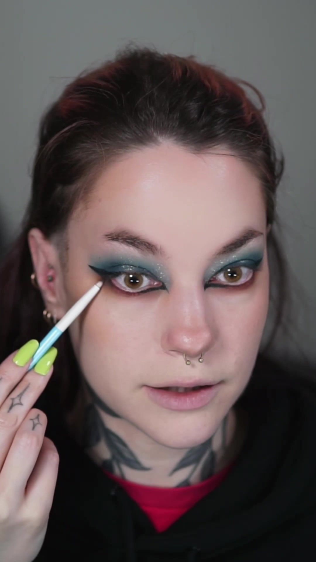 TikTok post by @courtneyquarantine for Dermablend Pro. Caption reads: [...] eye look shall we? @MOB Beauty @Dermablend....