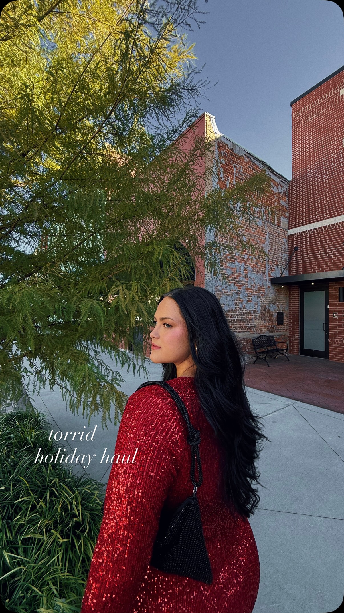 Instagram post by @lindseyjpressley for Torrid. Caption reads: Get ready to JINGLE YOUR BELLS and vote for your....