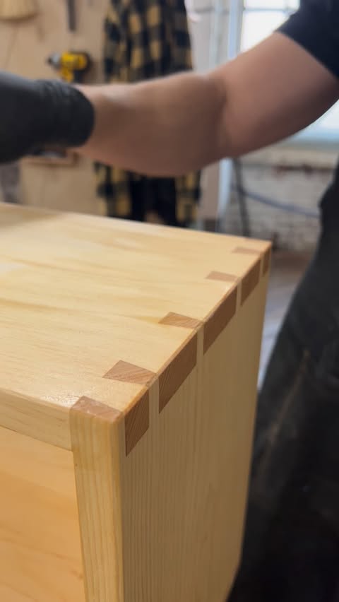 Instagram post by @encurtis for Festool USA. Caption reads: Sometimes, making things out of pine is exactly....