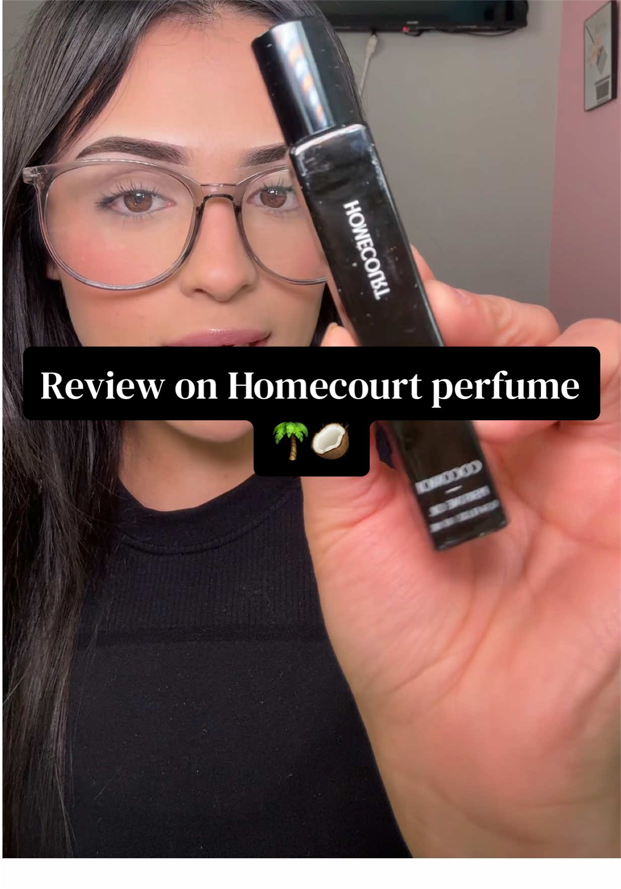 TikTok post by @pinche.selene for Homecourt. Caption reads: @Homecourt Cocomoi Perfume oil 🌴🥥 it’s giving....