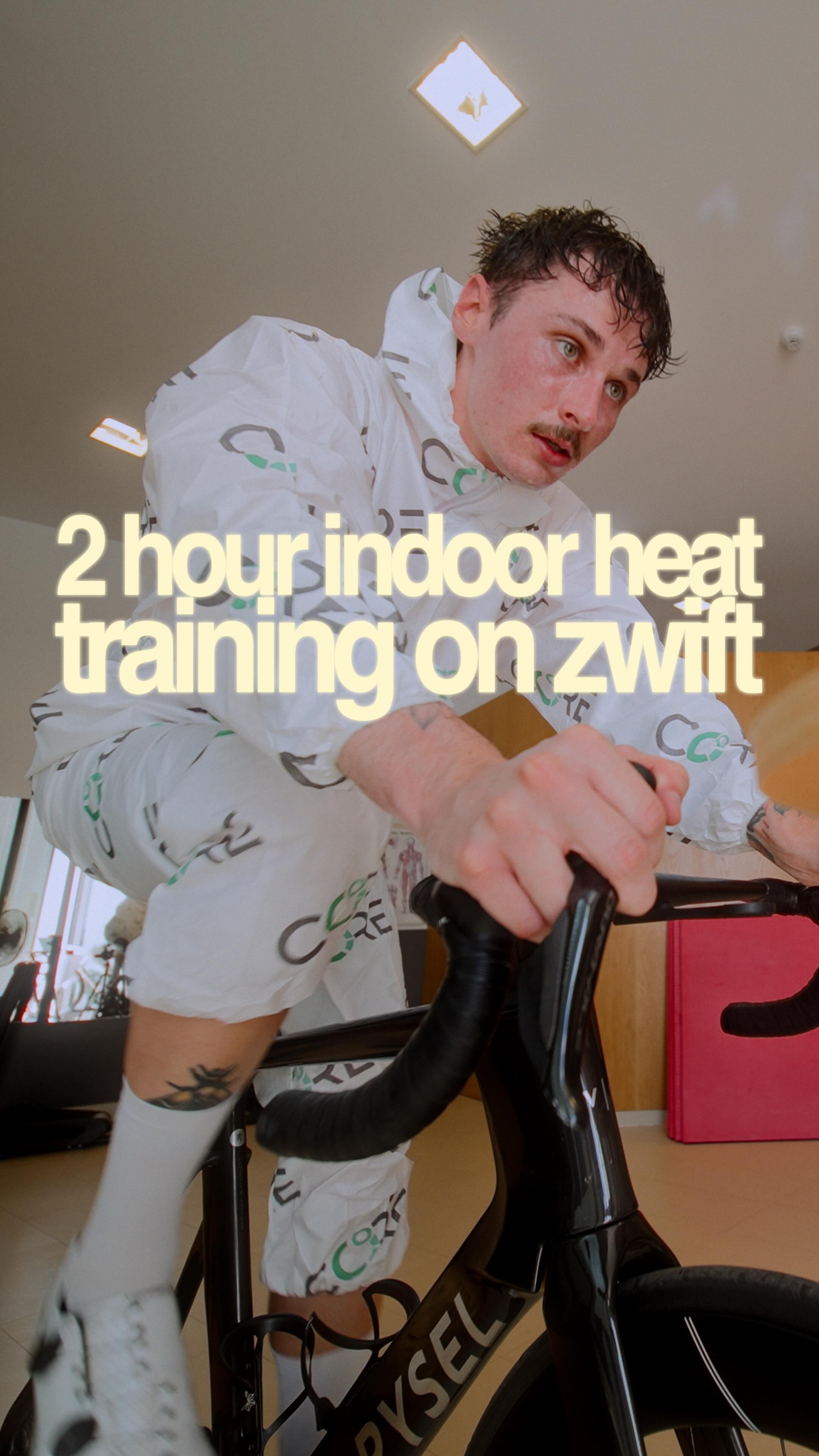 Instagram post by @daaaanjj for Zwift. Caption reads: training with an Ironman World Champ 🥵

a heinous....
