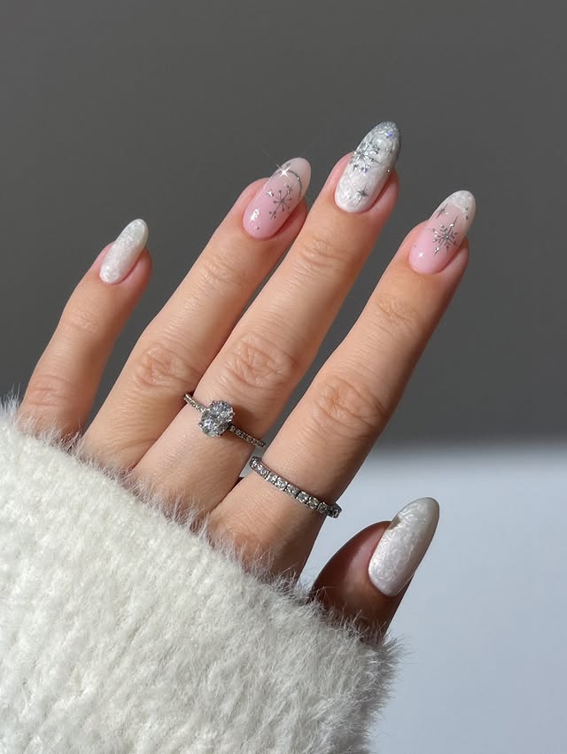 Instagram post by @heygreatnails for Modelones. Caption reads: ✨🍬🎄 from pearly frosted moments to red & gold....