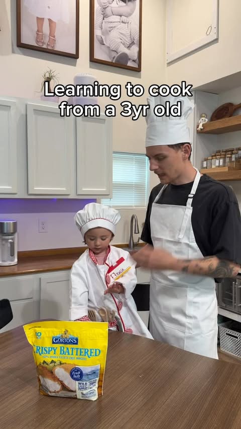 Instagram post by @creator___ for Gorton's. Caption reads: Best 3yr old chef out there 😌 @gortonsseafood....