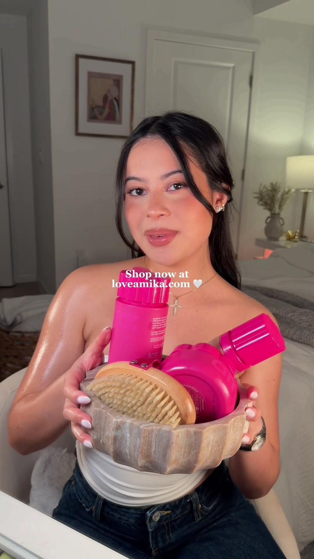 TikTok post by @delcidlisbeth for Amika. Caption reads: @amika ‘s signature scent in body care form >>>....