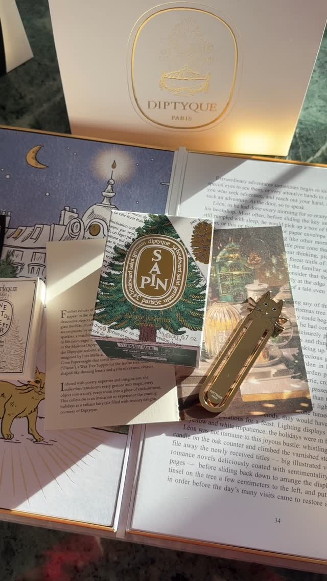 Instagram post by @letthegirlgohome for Diptyque. Caption reads: Unbox the @diptyque Christmas candle 2025 with me....