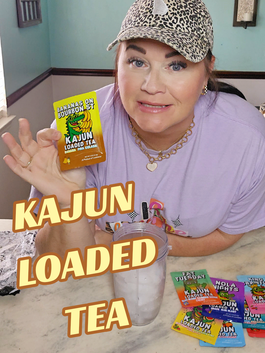 TikTok post by @e.erinb for Kajun Loaded Tea. Caption reads: [...] best loaded tea I've ever had are Kajun....