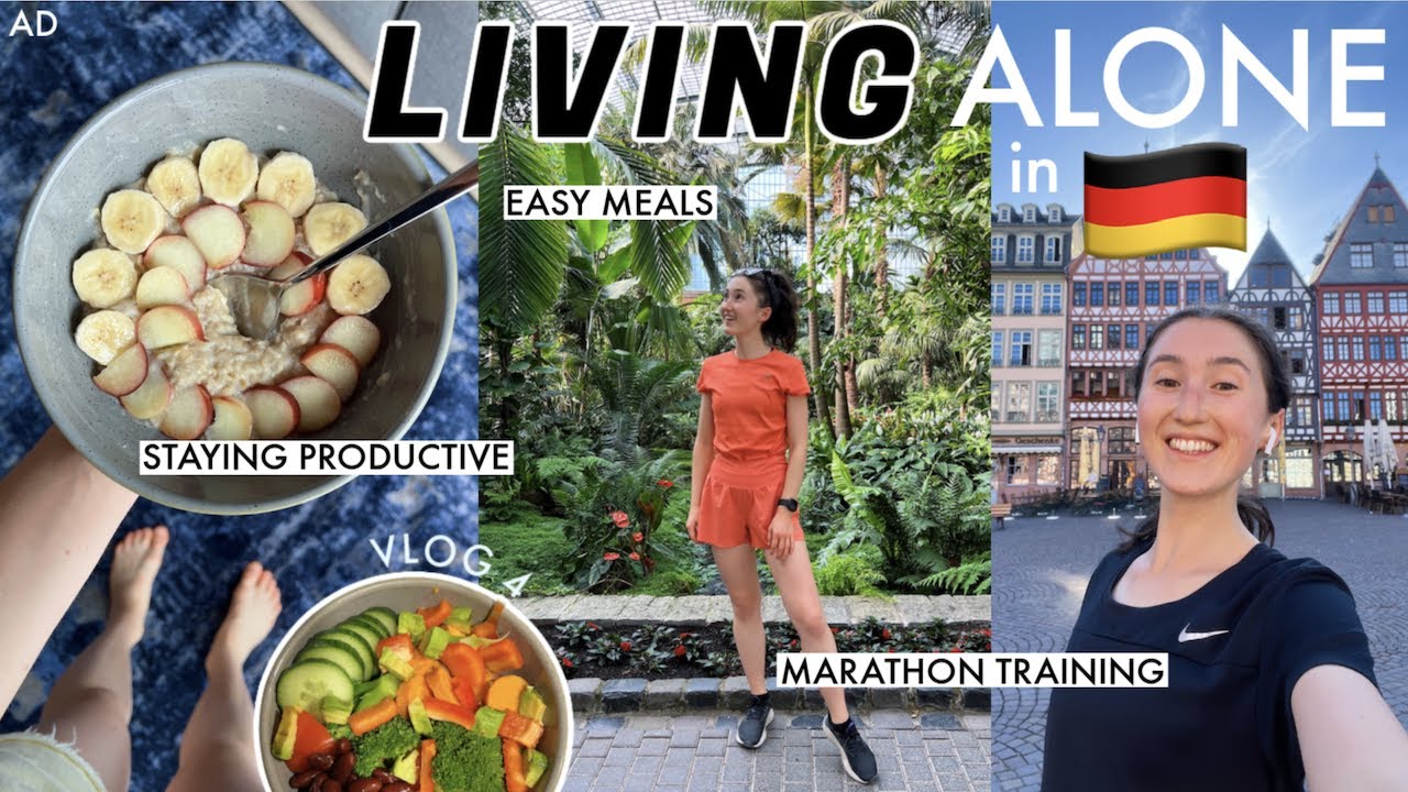 YouTube post by @HollyGabrielle for Coconut Bowls. Caption reads: LIVING ALONE IN GERMANY | How I Stay Productive....