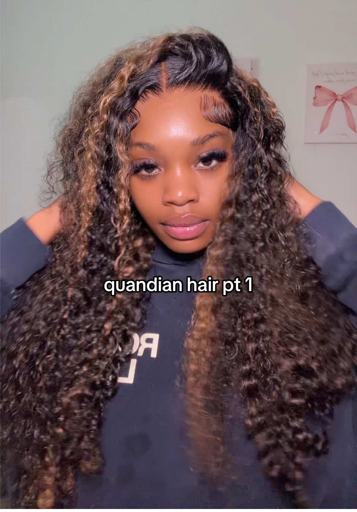 TikTok post by @iiamkerycee for Quandian Hair. Caption reads: [...] comment “ ME “ & 2nd 🔗 !! hair from....