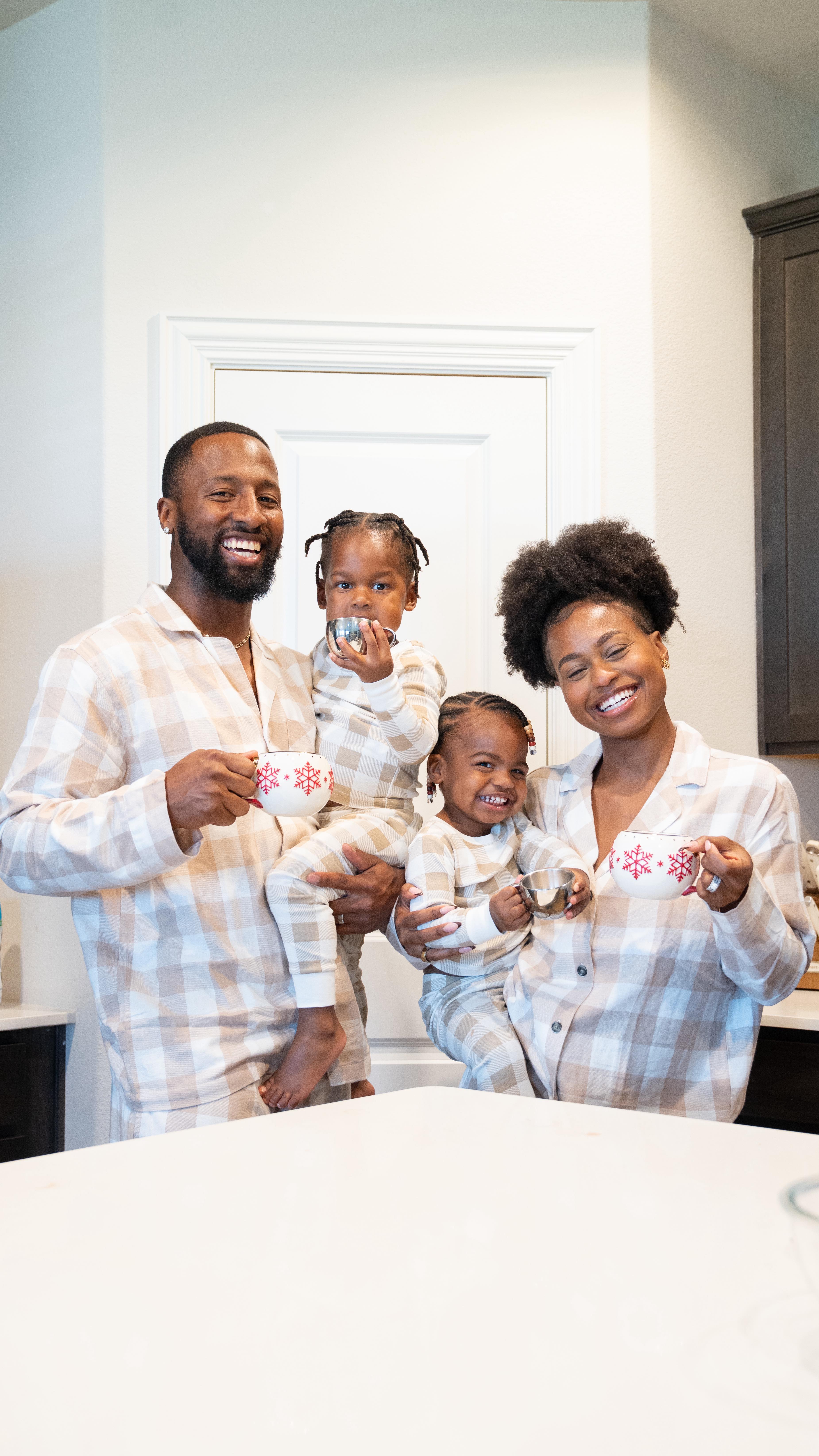 Instagram post by @kymjacksonsmith for Old Navy. Caption reads: so grateful. the most joyful & cozy nights in our....