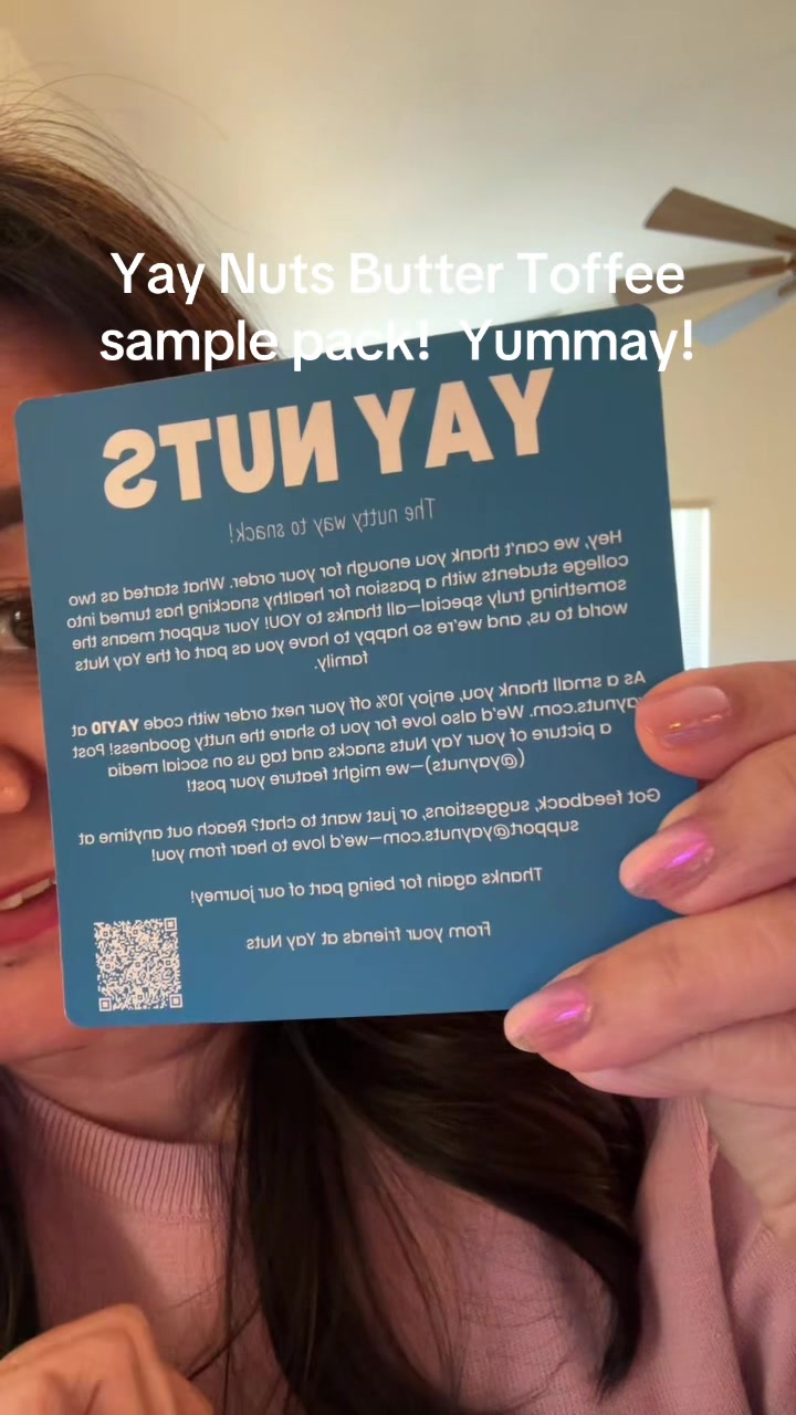 TikTok post by @msmaria_h for Yay Nuts. Caption reads: Yay Nuts sample pack! Delicious snack! @yaynuts....