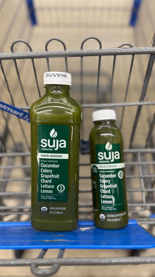 Instagram post by @walmartgems for Suja Organic. Caption reads: This is not your average green juice! 💚 Suja....