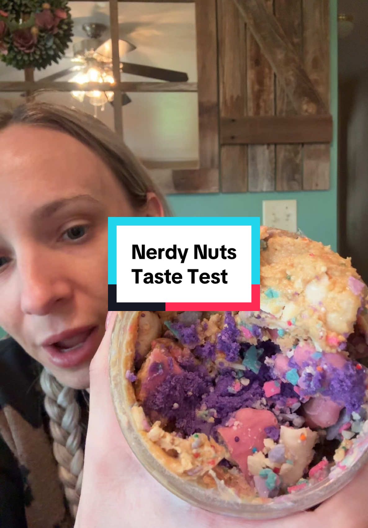 TikTok post by @roseleecrystalsandpearls for Nerdy Nuts. Caption reads: @Nerdy Nuts Shop taste test! Poppin [...].