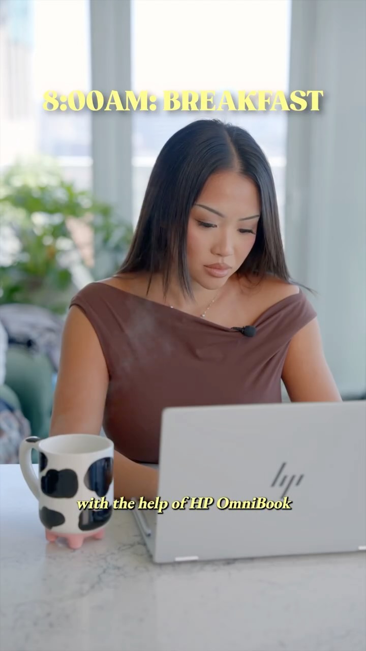Instagram post by @twaydabae for HP. Caption reads: With the @HP OmniBook powered by an Intel Core....