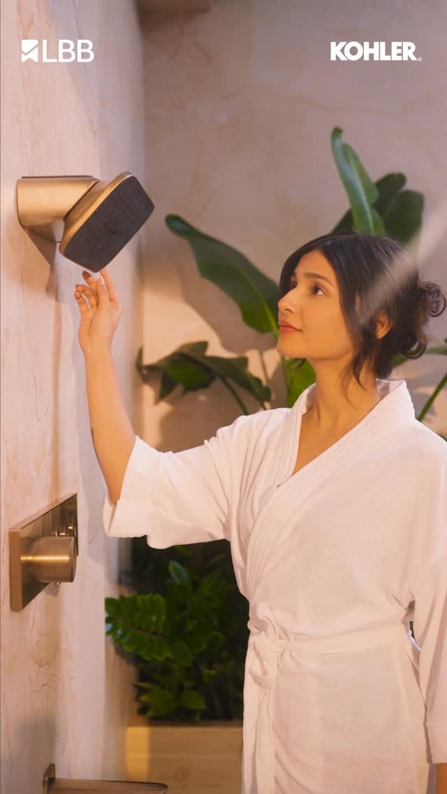 Instagram post by @naina_uttam for KOHLER. Caption reads: #AD Girl math is doing a full body stretch session....