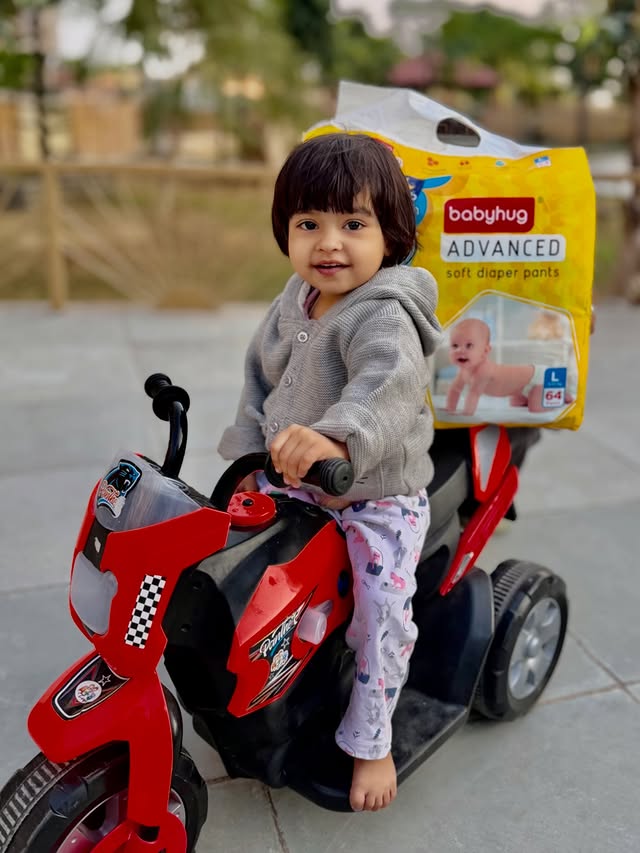 Instagram post by @cute_sangwan.saanvi for Babyhug. Caption reads: ✨ #collaboration with @babyhug @FirstcryIndia

Use....