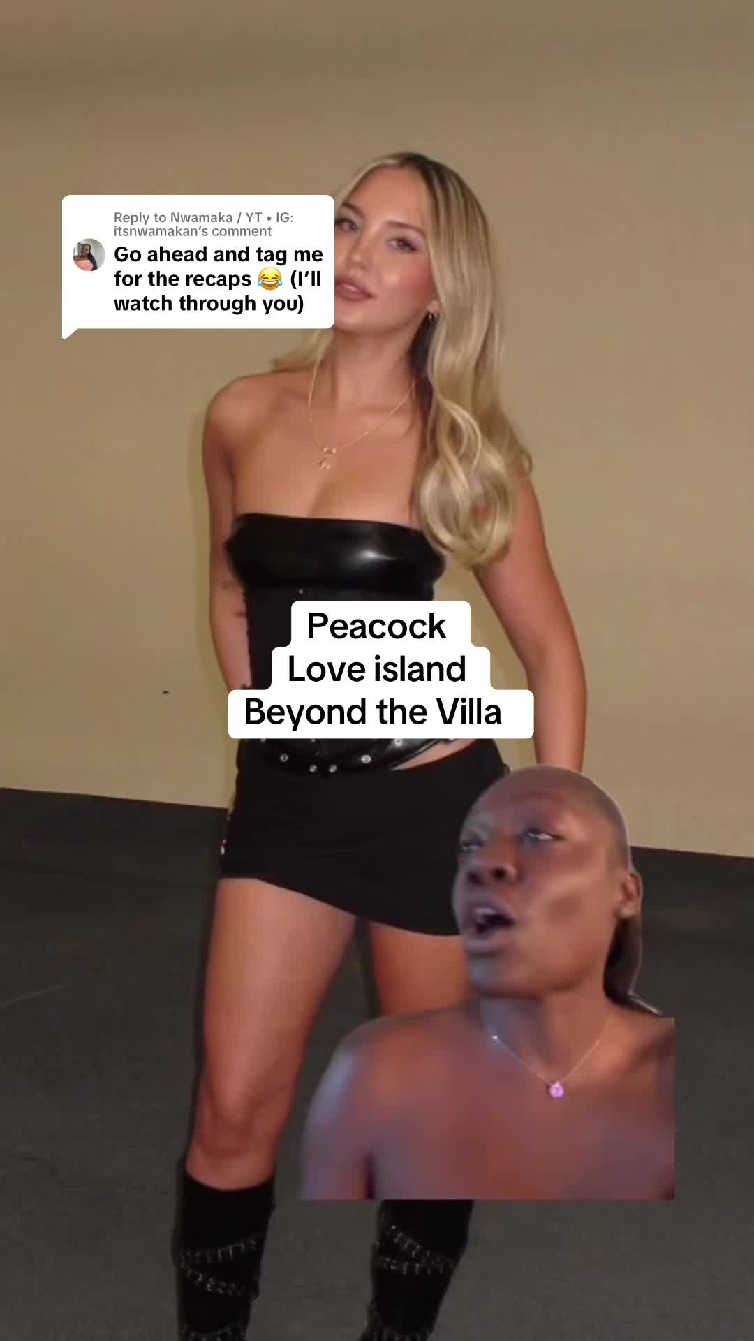 TikTok post by @just_liketeezus for Peacock TV. Caption reads: Replying to @Nwamaka / YT • IG: itsnwamakan....