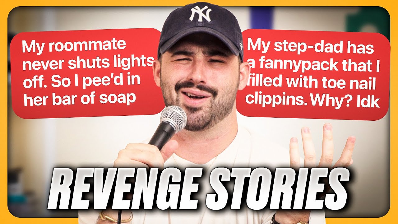 YouTube post by @JoeSantagato for Cuts Clothing. Caption reads: People’s Craziest Revenge Stories!.