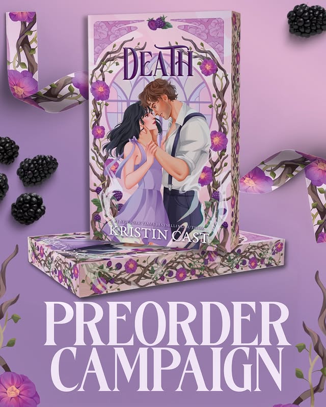 Instagram post by @kcastauthor for Bloom Books. Caption reads: Death is coming this October✨💜🗡️ We are so....