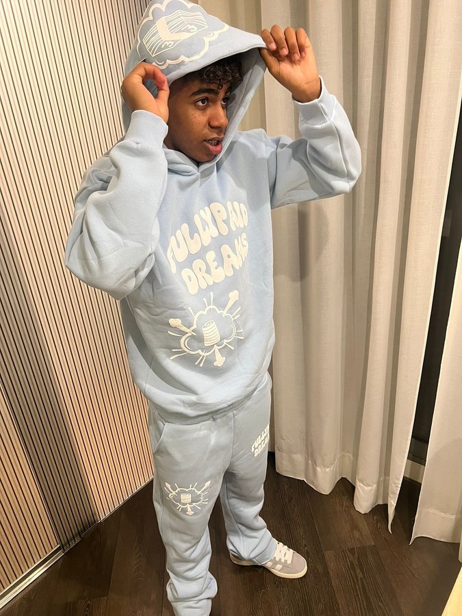 Instagram post by @drippyballers_ for FullyPaid Clothing. Caption reads: Lamine Yamal in @fullypaid_clothing tracksuit. New....
