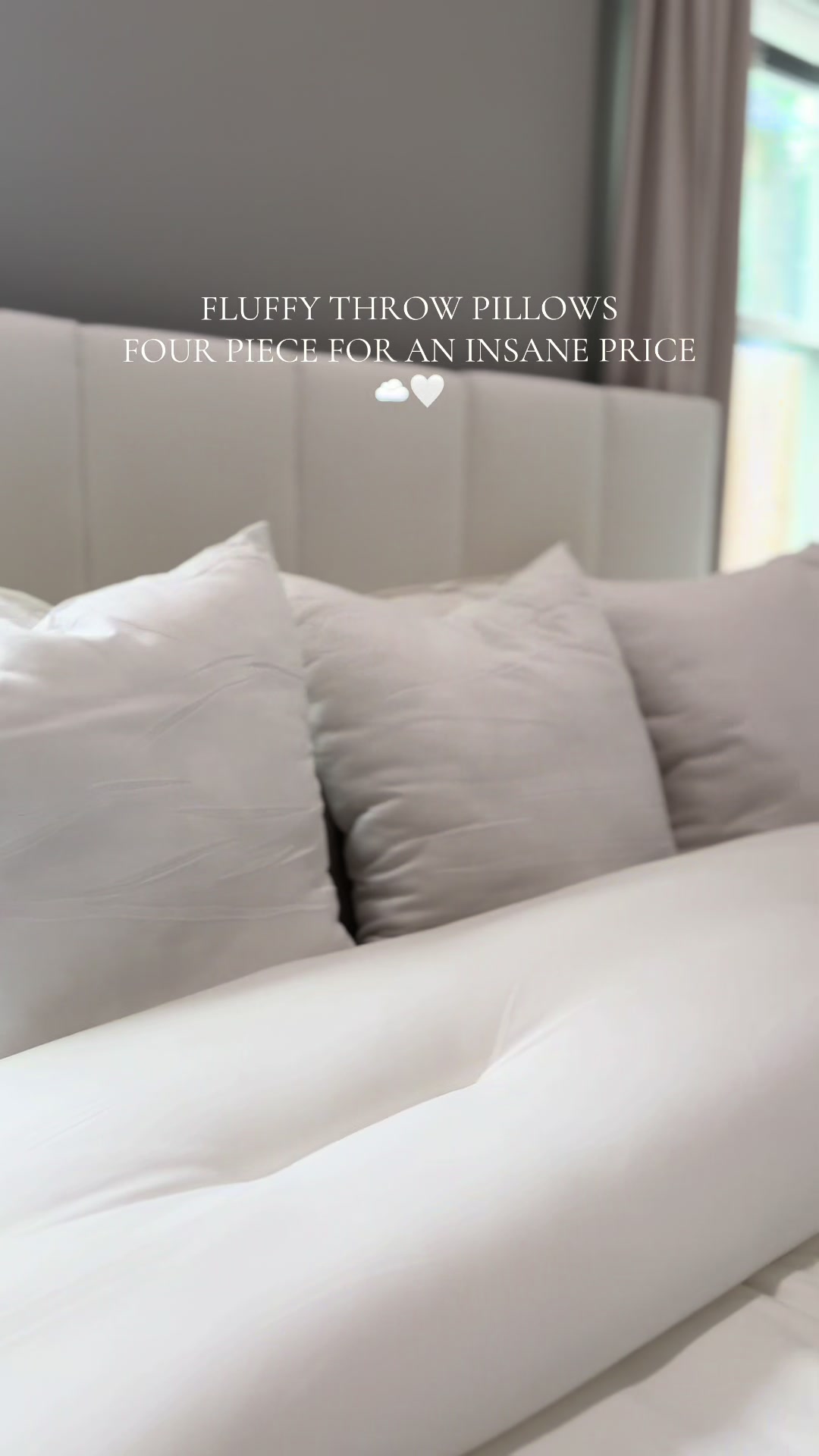 TikTok post by @yulissaas_ for Lux Decor Collection. Caption reads: [...] soft throw pillows 😴🤍☁️ @Lux Decor....