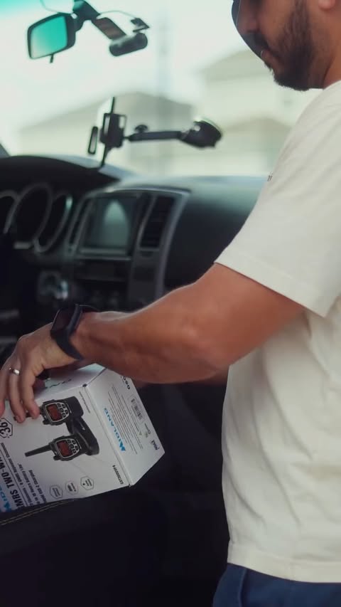 Instagram post by @toyotaoverlanderscfl for Midland Radio. Caption reads: Sunday project with my son 🔧📡 Installing the....