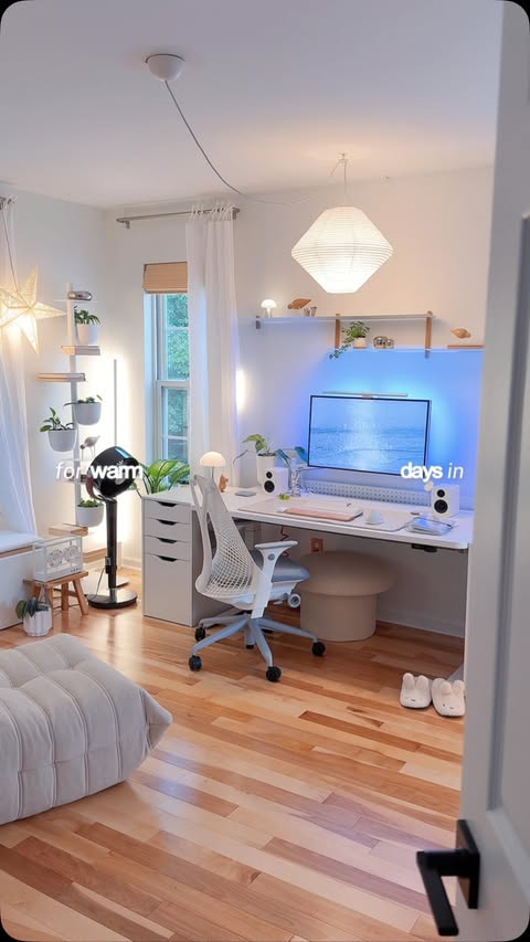 Instagram post by @crossingani_ for Dreo. Caption reads: [...] has rgb lighting to set the perfect mood.....