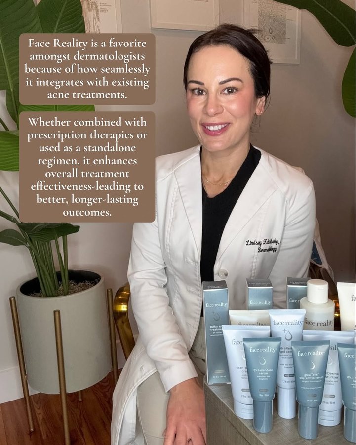 Instagram post by @dermguru for Face Reality. Caption reads: [...] starts with the right approach—and....