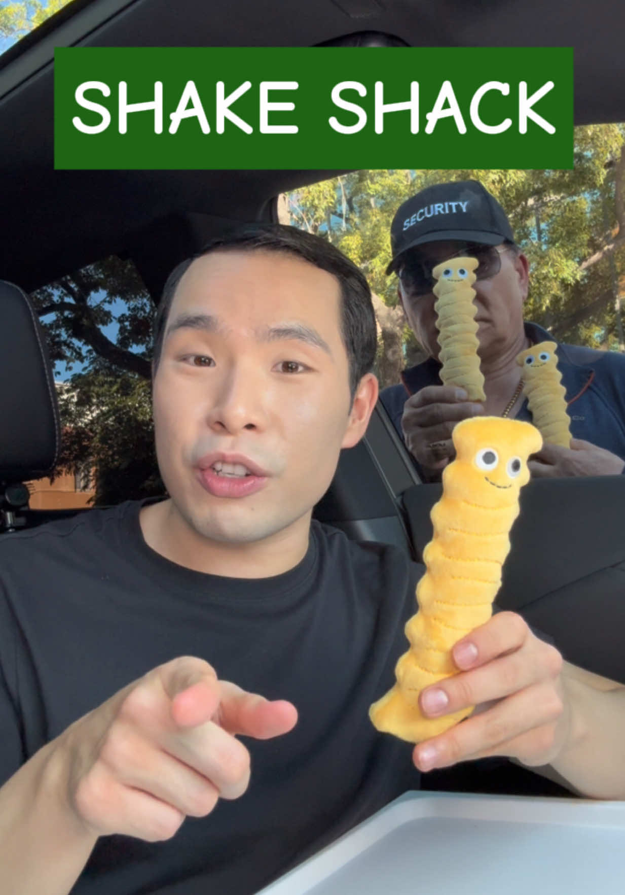 TikTok post by @asianchowdown for Shake Shack. Caption reads: Use code SHACKCHEER to get a FREE Big Shack with....